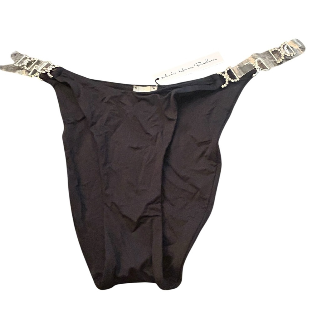 New Monica Hansen Beachwear Bikini Bottom Black crystals large